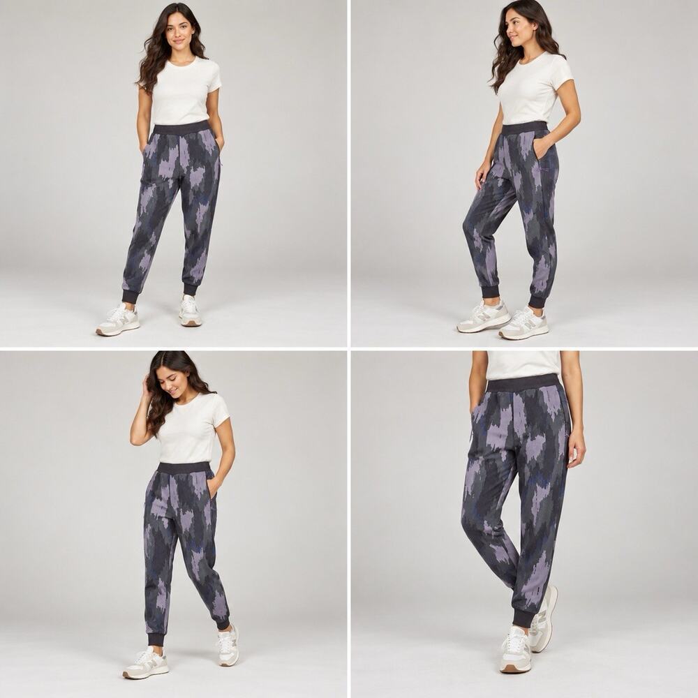 Lululemon x Robert Geller Camo Jogger Pants Size 6 Purple Black Zip Pockets